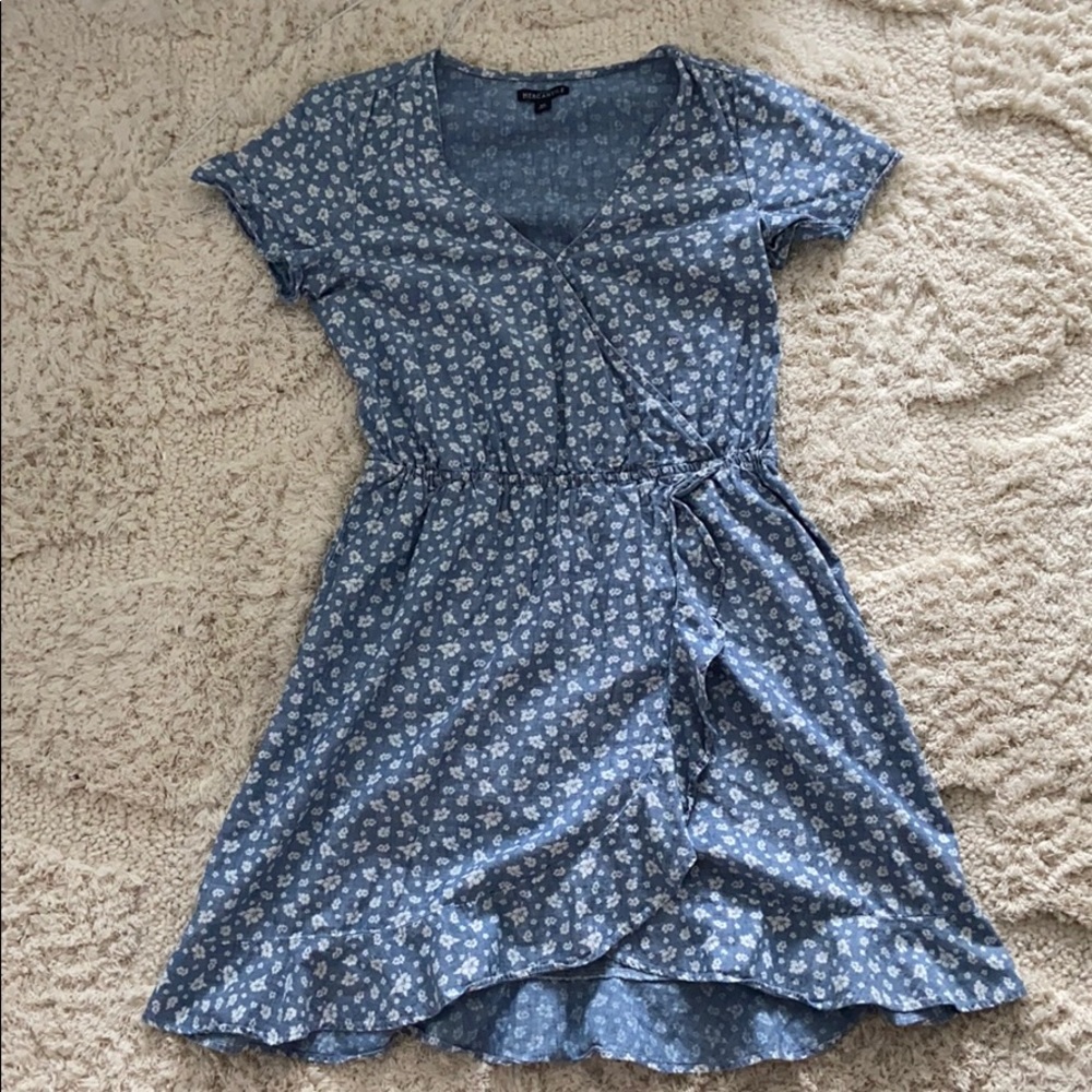 Floral Chambray Wrap Dress
